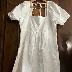 NWT Draper James Reese Witherspoon Magnolia White Square Neck Ruched Back Dress